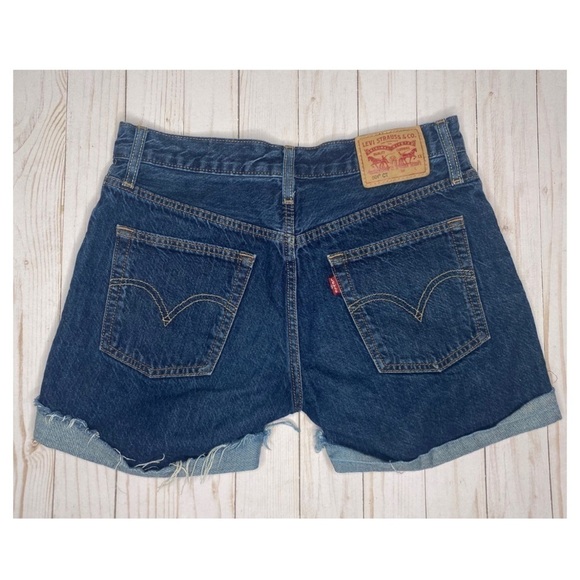 Levi’s 501 Dark Wash Button Fly Jean Shorts Sz 24 - Picture 3 of 6